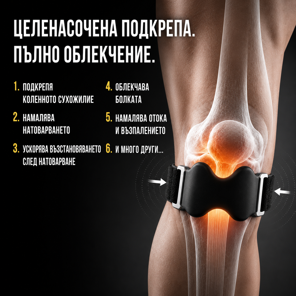 Korviv Knee+™ Наколенка с пателарна лента